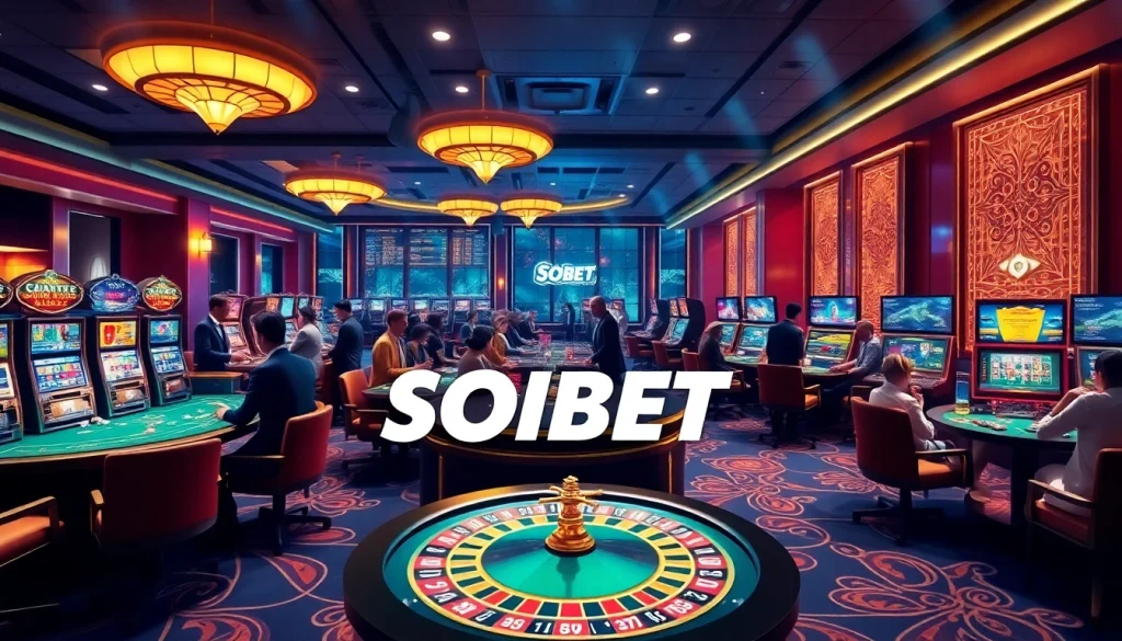 Players enjoying vibrant casino games at SOIBET with a luxurious atmosphere.