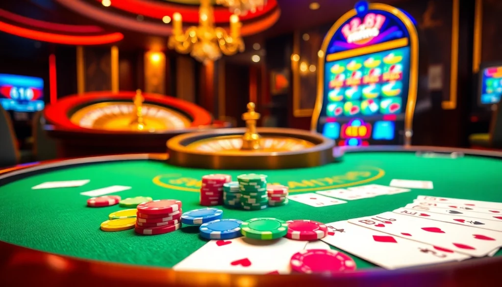 Join the excitement at https://xx88.nl/ with vibrant poker chips, cards, and roulette wheel in a luxurious casino setting.