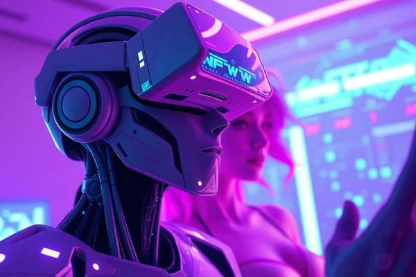 AI NSFW character interaction in a vibrant digital world.