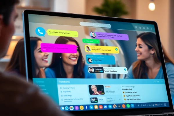 生动展示快连官网功能，强调无缝沟通的 WhatsApp Web 界面