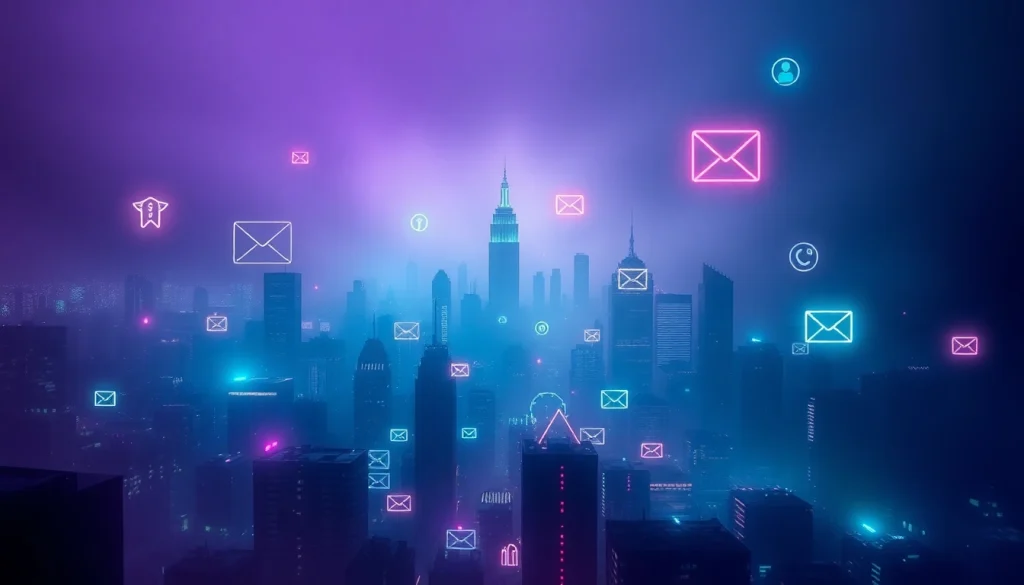 The hidden wiki illuminated in a mysterious digital cityscape representing the dark web.