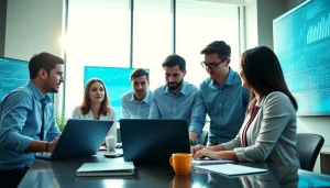 Boosting competitive intelligence for sales through teamwork in a bright office environment.