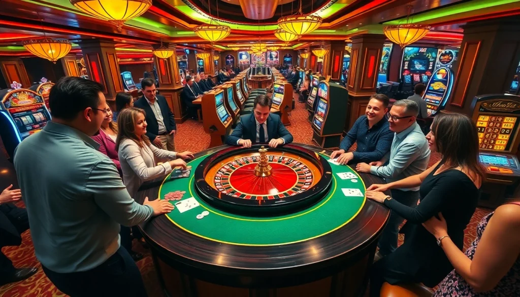 Experience the thrill of gambling at 789 P with lively roulette tables and enthusiastic players.