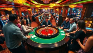 Experience the thrill of gambling at 789 P with lively roulette tables and enthusiastic players.