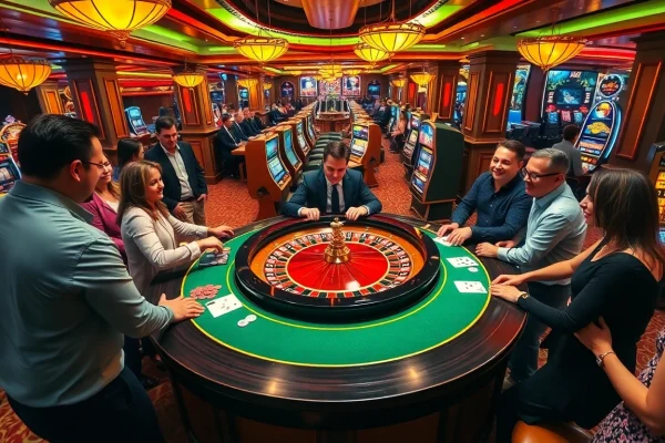 Experience the thrill of gambling at 789 P with lively roulette tables and enthusiastic players.