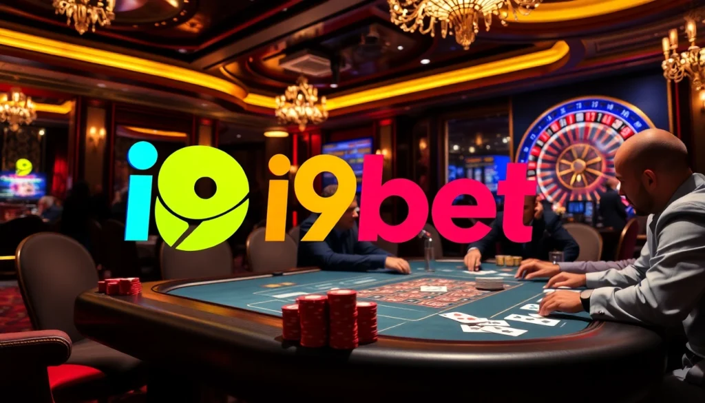 Experience the thrill of winning at i9bet's luxurious casino tables with vibrant chips and engaging games.