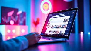 Visually striking digital interface showcasing the ability to search OnlyFans profiles for free, featuring vibrant colors and engaging user interaction.