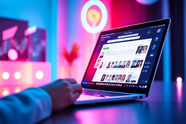 Visually striking digital interface showcasing the ability to search OnlyFans profiles for free, featuring vibrant colors and engaging user interaction.