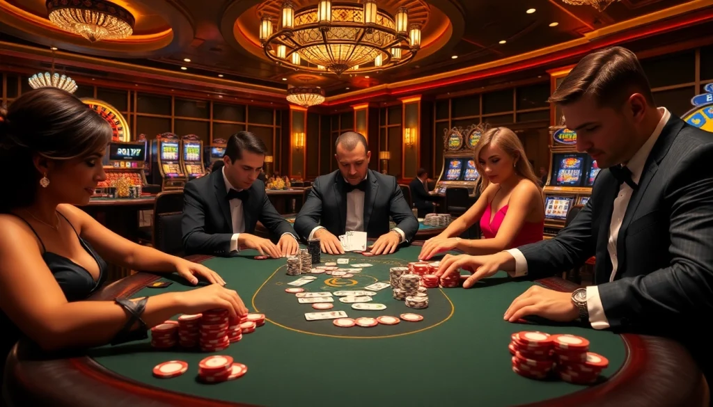Intense poker game at https://88xx.now/ casino, featuring stacked chips and focused players.