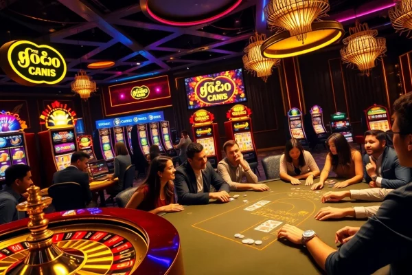 Engage with thrilling Onicplay slot machines and poker tables in a vibrant casino atmosphere.